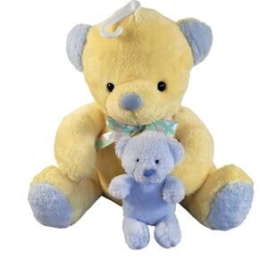 Carters Yellow Blue Baby Bear Plush 8" w/ Mini Bear Musical Lullaby Stuffed Toy